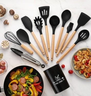 Silicone Cooking Utensil Set with Wooden Handles, photo 6