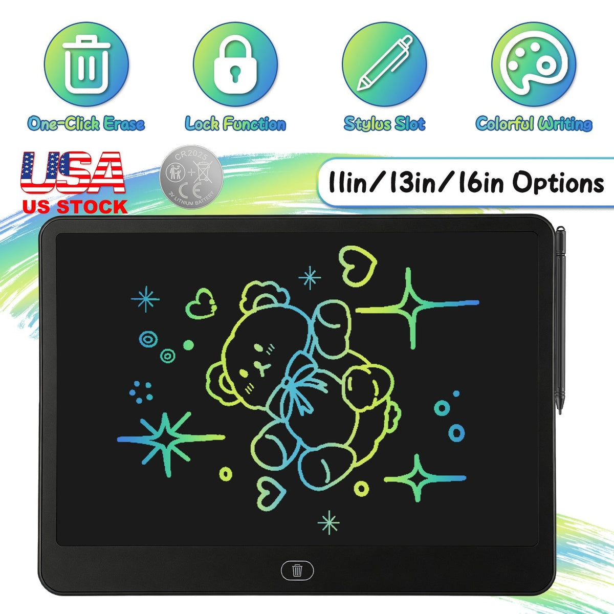 [TEST AM Jarvis extension] LCD Writing Tablet for Kids with Stylus & Lock Function