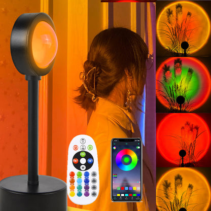 Sunset Projection Lamp with Adjustable Head, USB Rainbow Mood Light for Bedroom and Photos