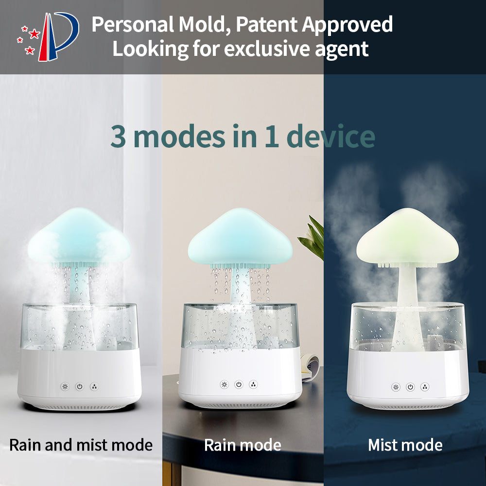 Rain Cloud Humidifier and Essential Oil Diffuser with Mushroom Night Light, photo 5