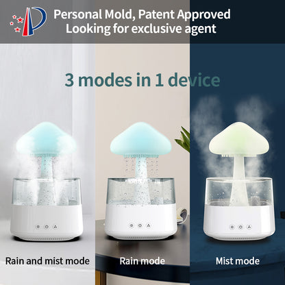 Rain Cloud Humidifier and Essential Oil Diffuser with Mushroom Night Light, photo 5