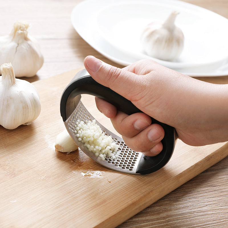 Stainless Steel Rocker Garlic Press with Non-Slip Handle, Garlic Crusher and Ginger Mincer