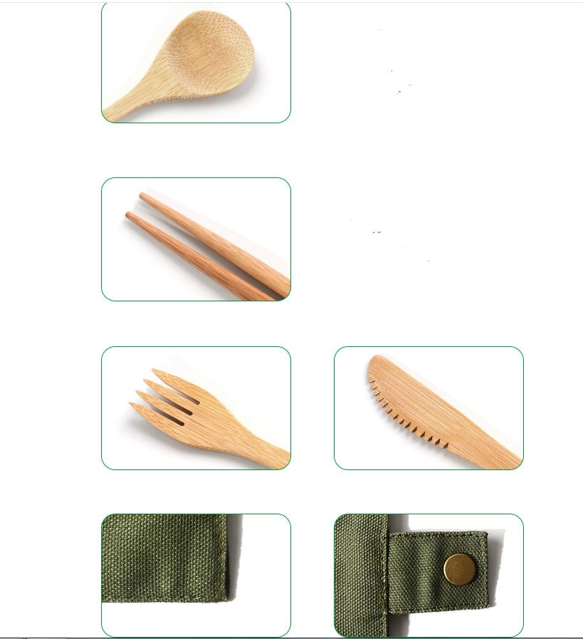 Bamboo Travel Cutlery Set with Canvas Pouch, photo 6