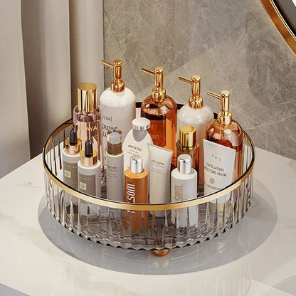 360° Rotating Makeup Organizer Tray, Clear Perfume and Skincare Turntable for Vanity