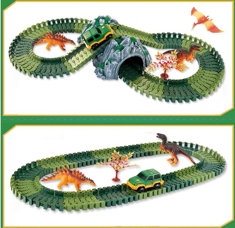 Dinosaur Race Track Set with Flexible Bendable Tracks, photo 7