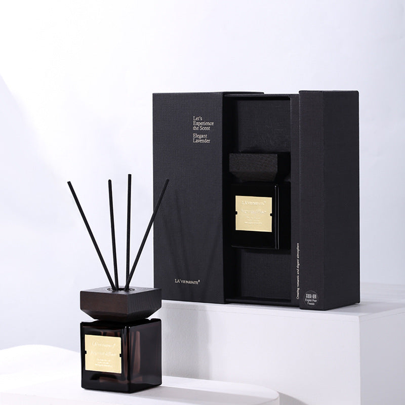 Hotel Style Reed Diffuser with Rattan Sticks and Wooden Lid, 3.4 fl oz Home Fragrance Gift Set