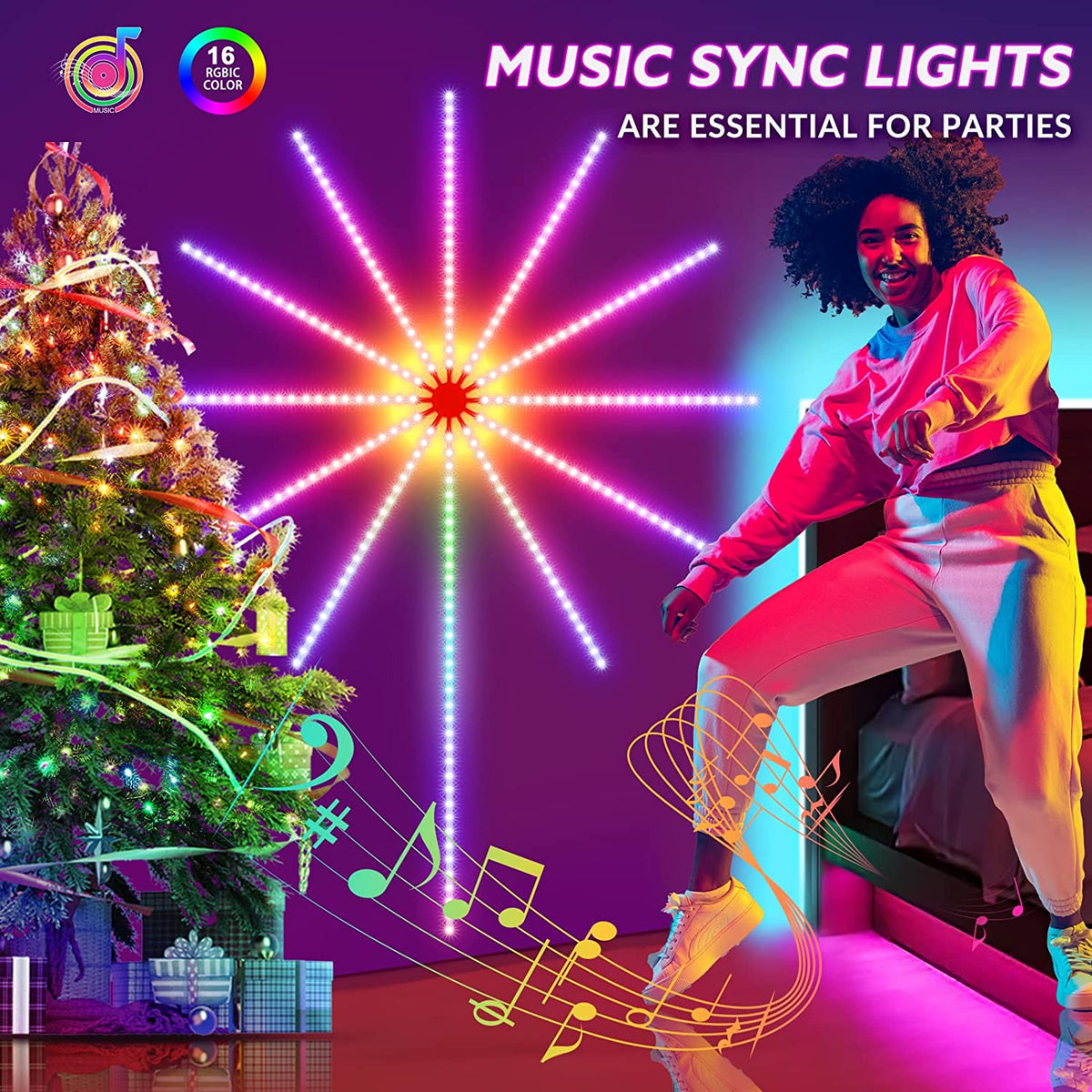 Firework LED Strip Lights with Music Sync, photo 2