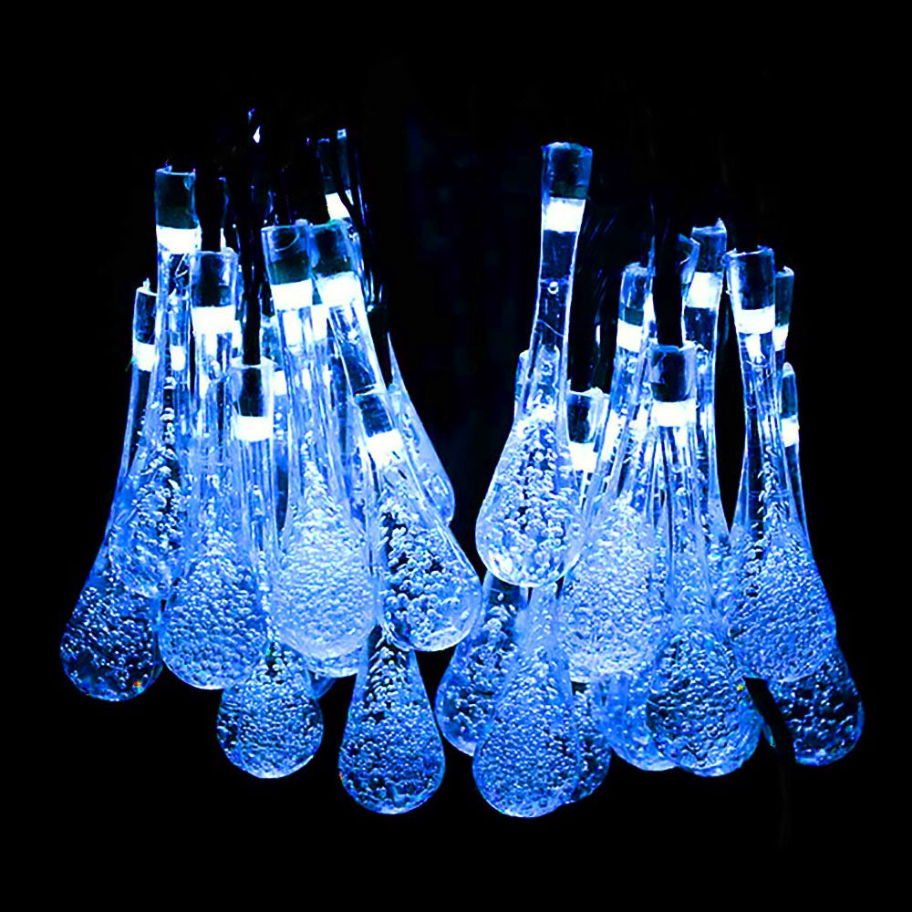 Solar Water Drop String Lights, 20 LED Crystal Fairy Lights for Garden and Patio, 15.7 ft