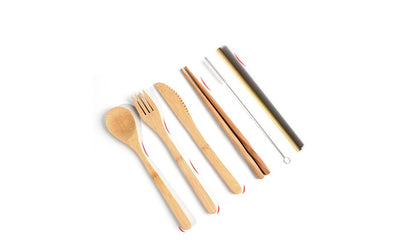 Bamboo Travel Cutlery Set with Canvas Pouch, photo 3