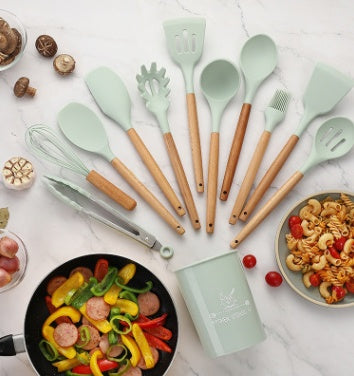 Silicone Cooking Utensil Set with Wooden Handles, photo 10
