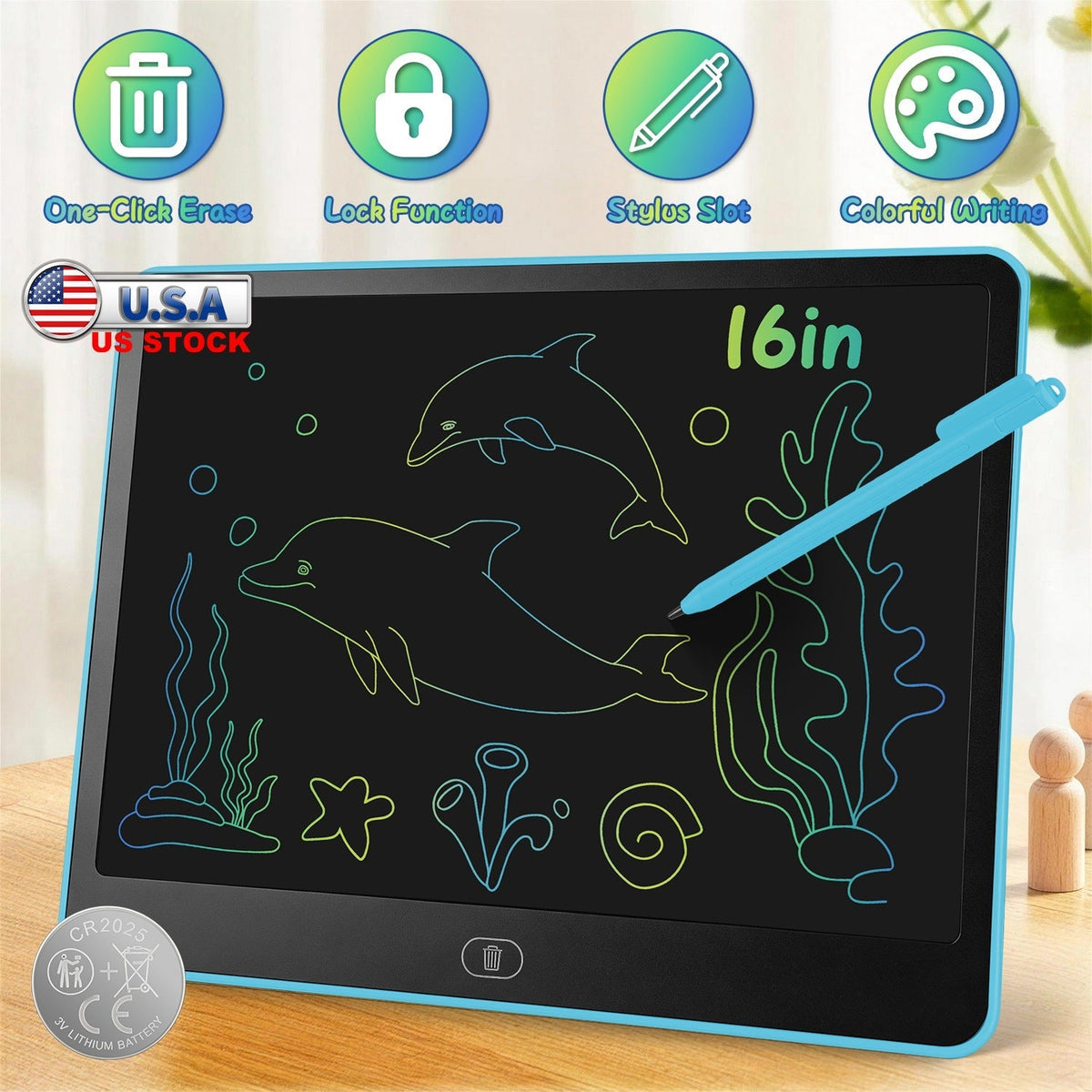 [TEST AM Jarvis extension] LCD Writing Tablet for Kids with Stylus & Lock Function