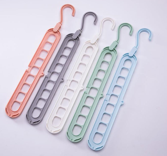 9-Hole Space Saving Hanger Organizer with 360° Swivel Hook for Closets and Dorms
