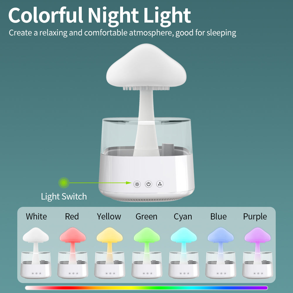 Rain Cloud Humidifier and Essential Oil Diffuser with Mushroom Night Light, photo 7