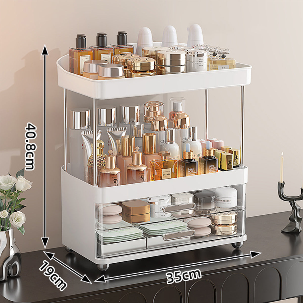 4 Tier Makeup Organizer with 2 Drawers, photo 3
