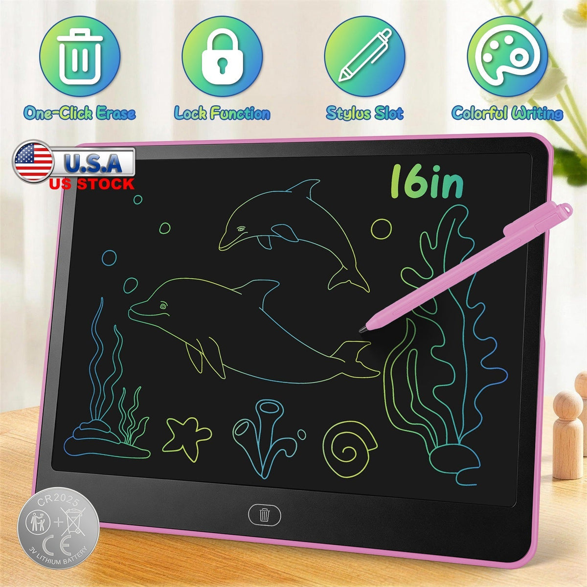 [TEST AM Jarvis extension] LCD Writing Tablet for Kids with Stylus & Lock Function