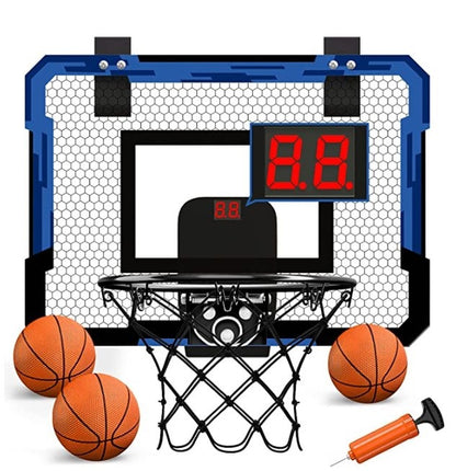 Indoor Mini Basketball Hoop Set for Kids with Score Counter, 2 Balls and Pump