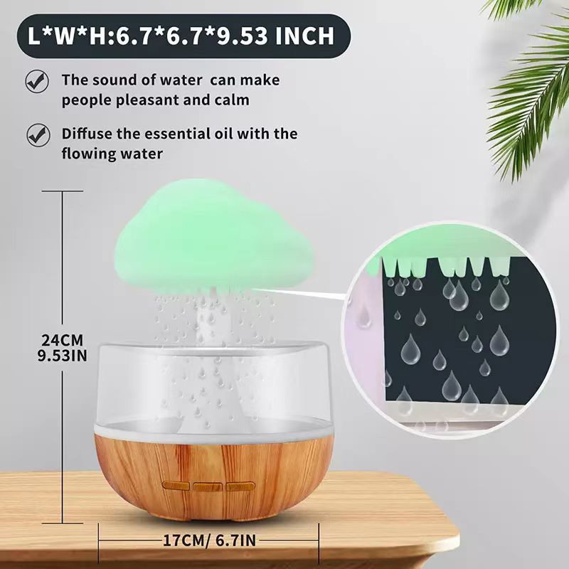 Rain Cloud Humidifier and Essential Oil Diffuser with Mushroom Night Light, photo 10