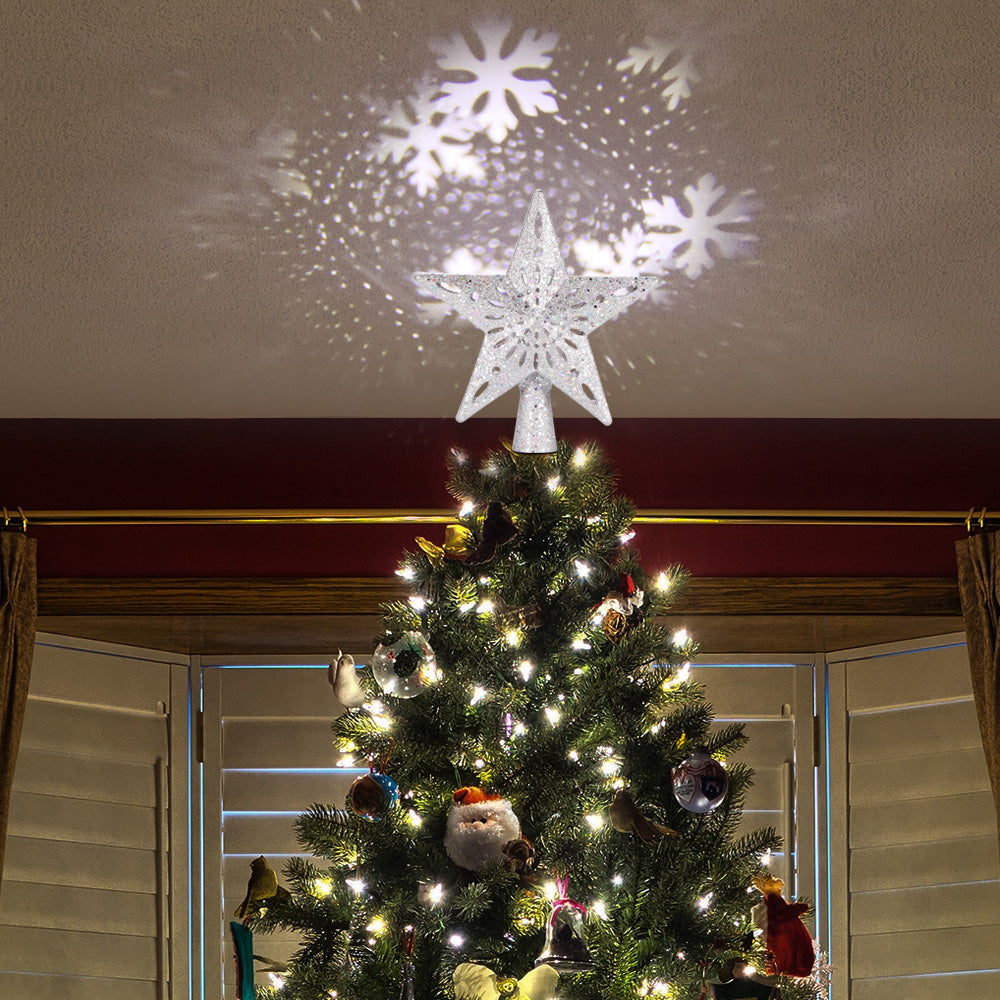 Christmas Tree Topper Star with Built-In Snowflake Projector and Rotating LED Light, photo 5