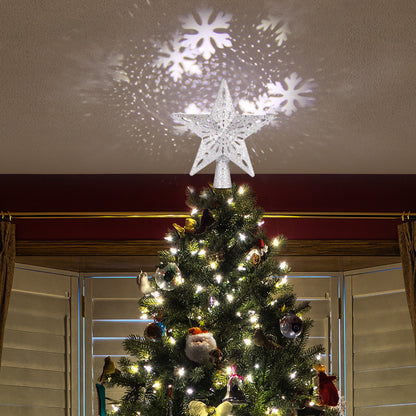 Christmas Tree Topper Star with Built-In Snowflake Projector and Rotating LED Light, photo 5