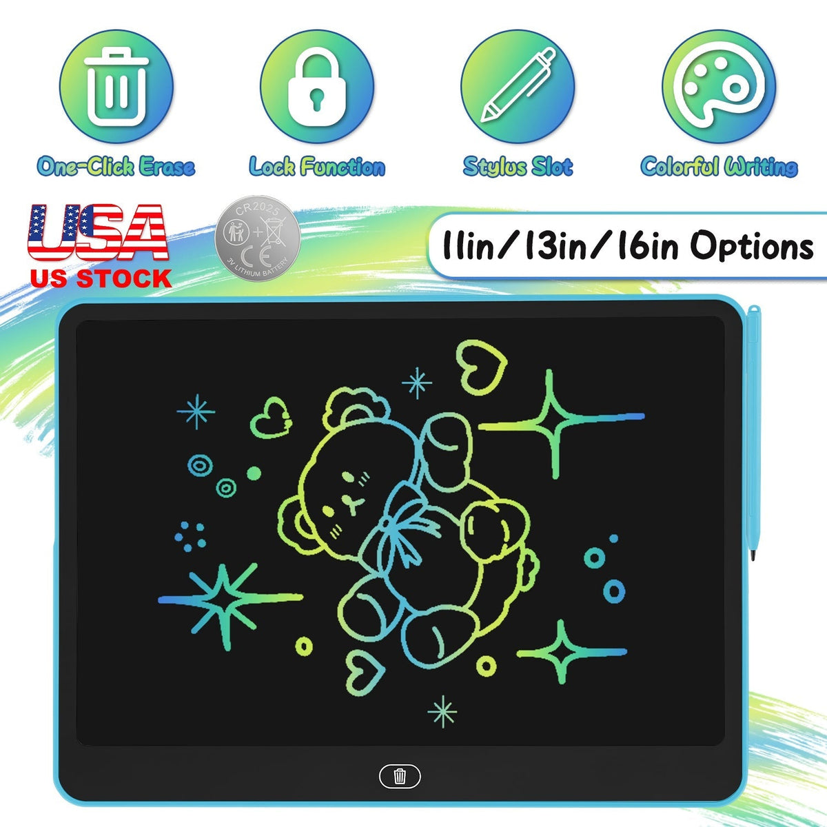 [TEST AM Jarvis extension] LCD Writing Tablet for Kids with Stylus & Lock Function