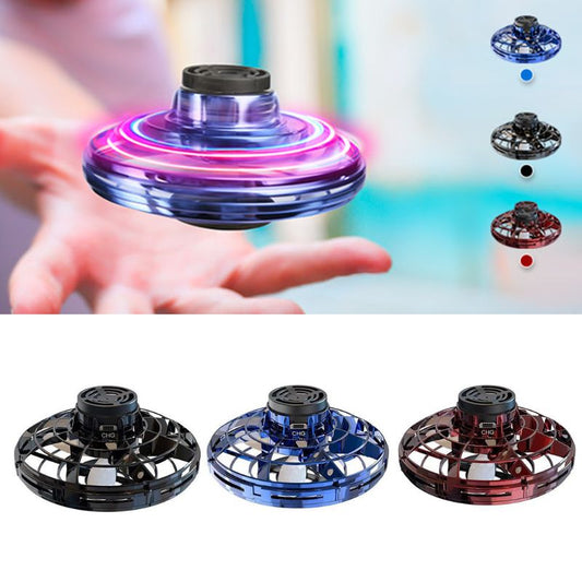 Flying Fidget Spinner with RGB LED Lights, Rechargeable Throw and Return Gyro Toy