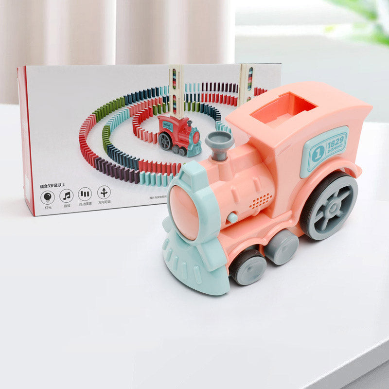 Automatic Domino Train Toy Set, Electric Train That Lays Dominoes for Kids 3+