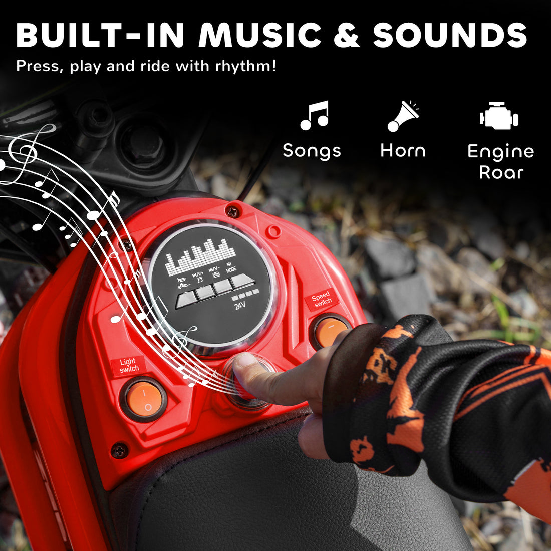 Music, horn and engine sound