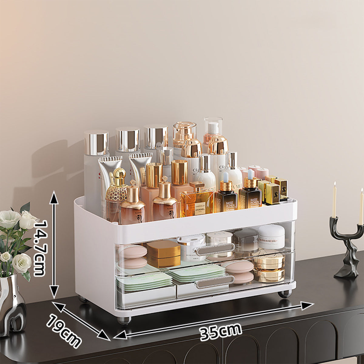 4 Tier Makeup Organizer with 2 Drawers, photo 4