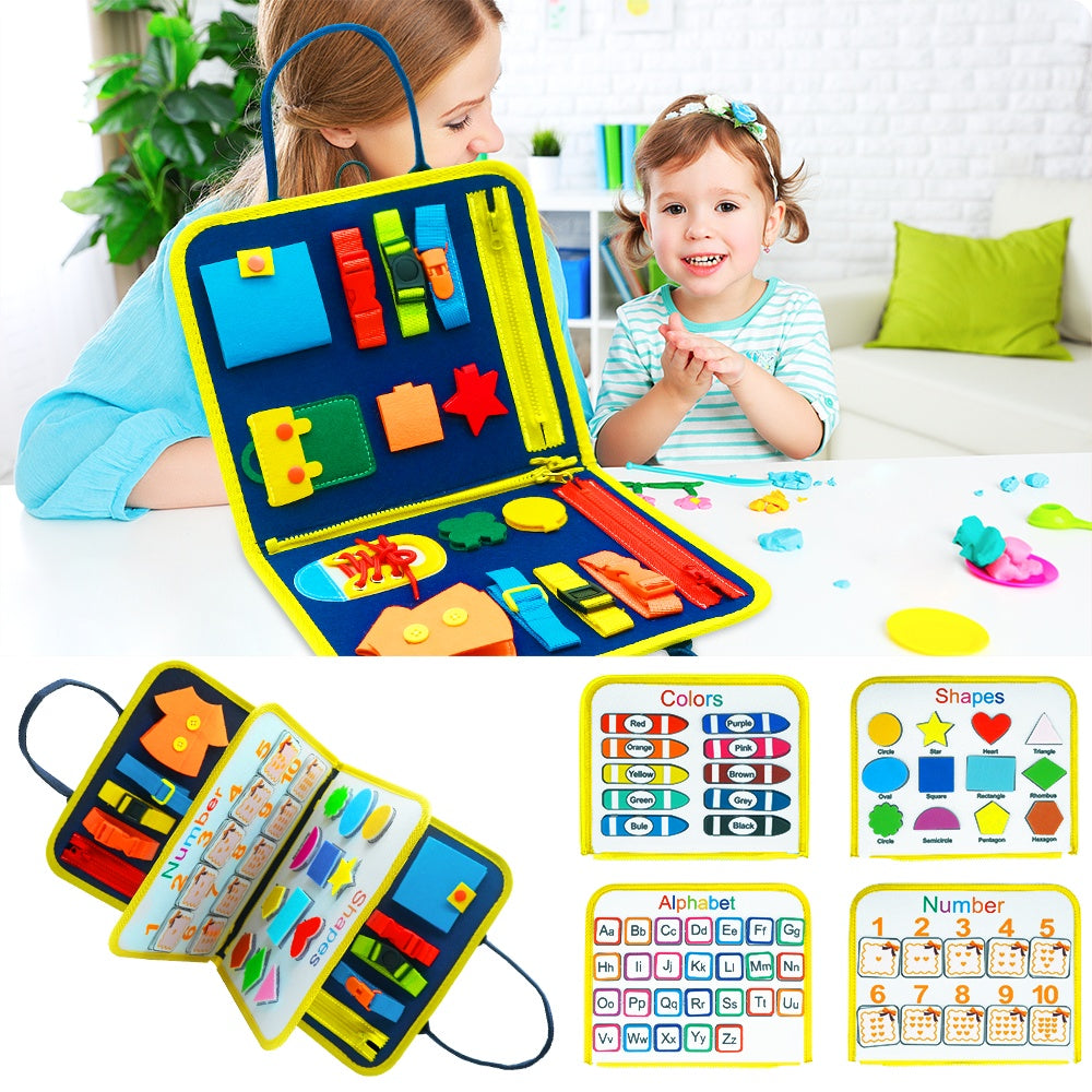 Montessori Busy Book for Toddlers, Felt Quiet Book with Buttoning and Dressing Activities