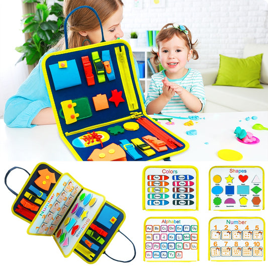 Montessori Busy Book for Toddlers, Felt Quiet Book with Buttoning and Dressing Activities