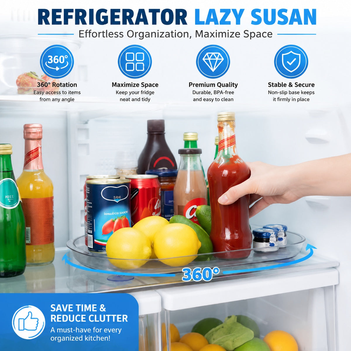Rectangular Lazy Susan Fridge Organizer, photo 2