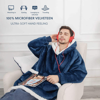 Oversized Wearable Blanket Hoodie with Pockets, photo 6