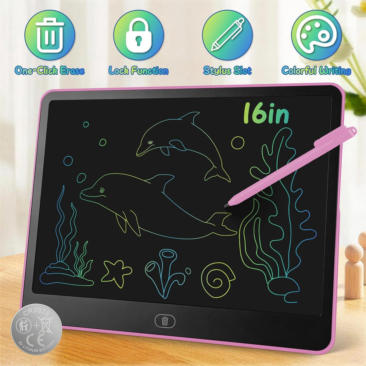 [TEST AM Jarvis extension] LCD Writing Tablet for Kids with Stylus & Lock Function
