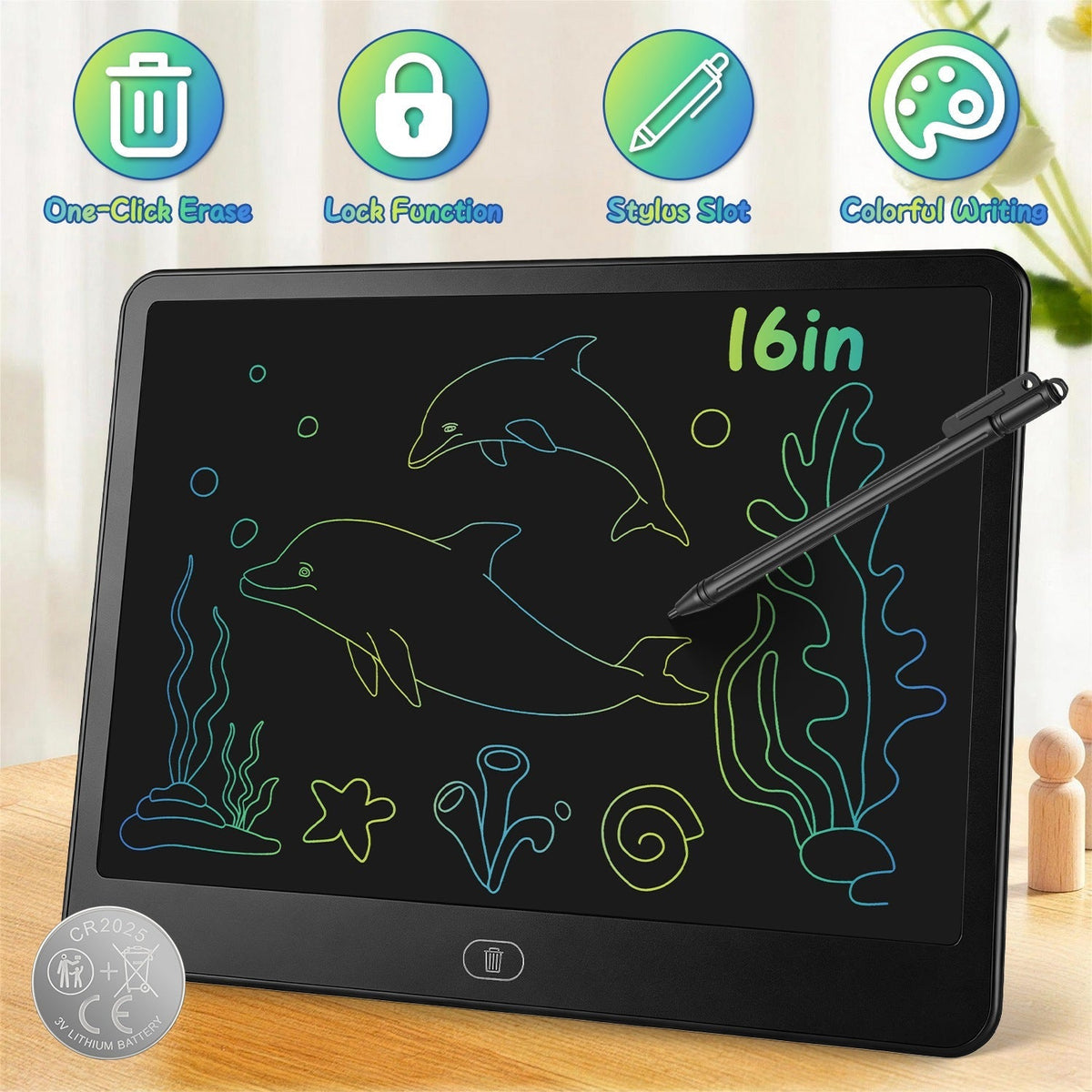 [TEST AM Jarvis extension] LCD Writing Tablet for Kids with Stylus & Lock Function