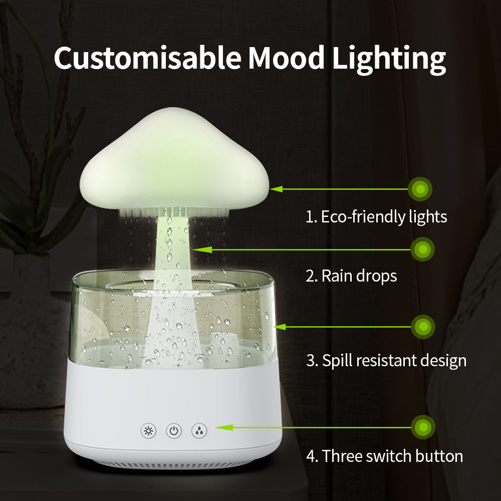 Rain Cloud Humidifier and Essential Oil Diffuser with Mushroom Night Light, photo 4