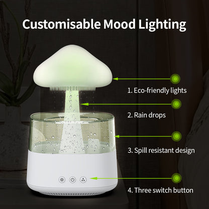 Rain Cloud Humidifier and Essential Oil Diffuser with Mushroom Night Light, photo 4