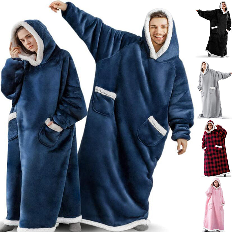 Oversized Wearable Blanket Hoodie with Pockets, Thick Cozy TV Blanket for Women and Men