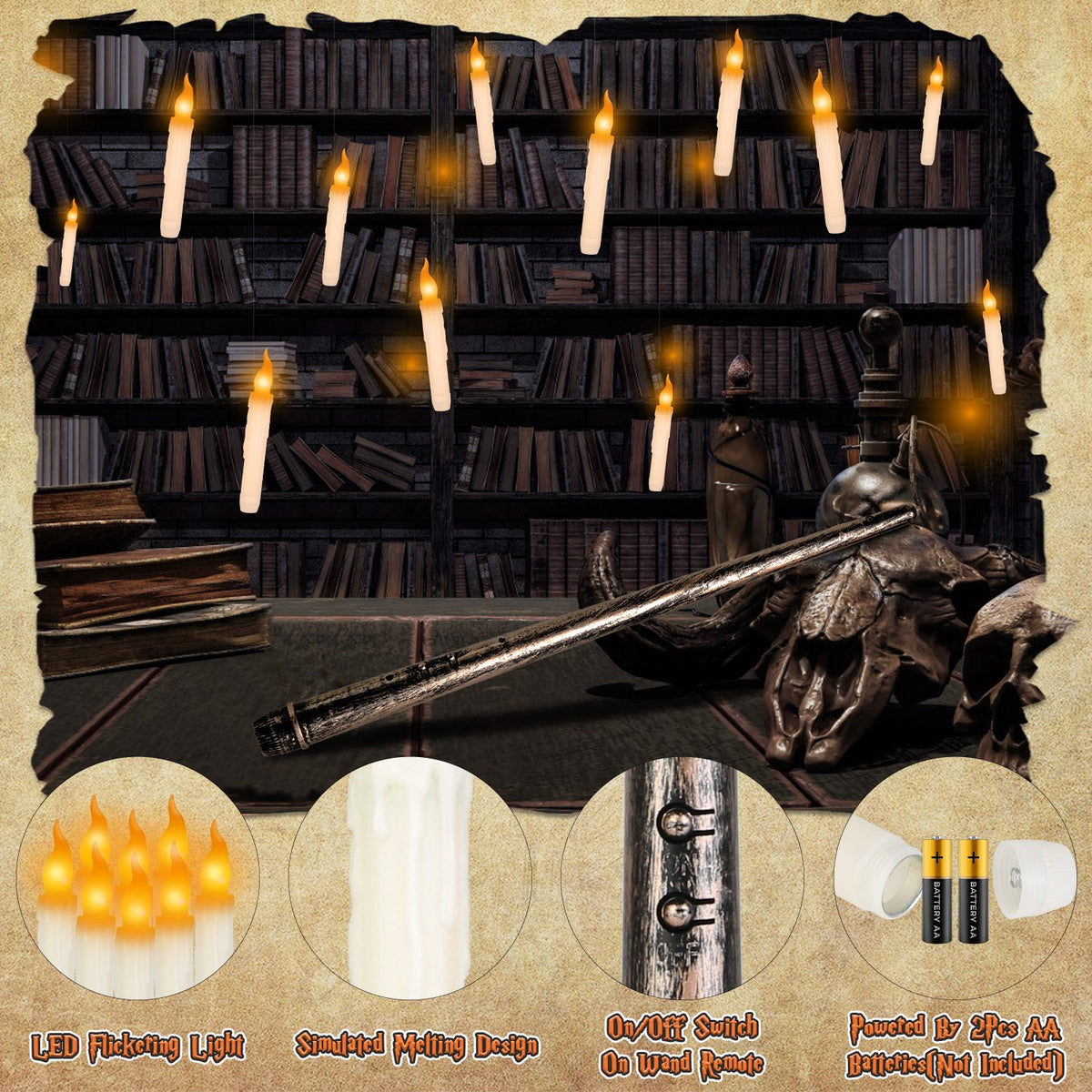 12 Flameless Floating Candles with Wand Remote, photo 6