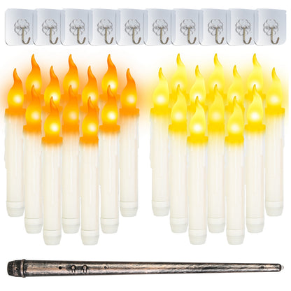 12 Flameless Floating Candles with Wand Remote, Hanging LED Taper Candles for Halloween and Christmas