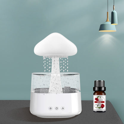 Rain Cloud Humidifier and Essential Oil Diffuser with Mushroom Night Light, 2-in-1 Desk Decor