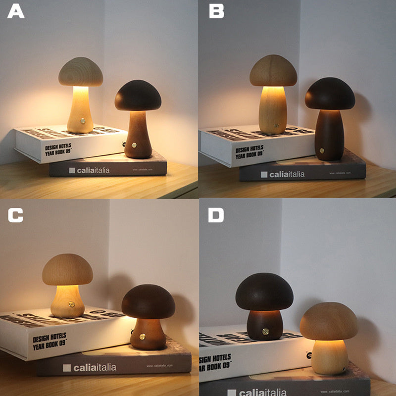 Wooden Mushroom Night Light with Touch Switch, photo 4