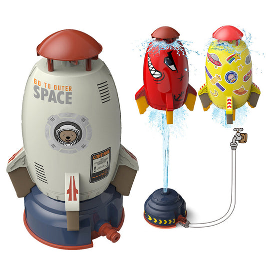Water Rocket Sprinkler Toy for Kids, Hose-Powered Flying Rocket Launcher for Backyard Play