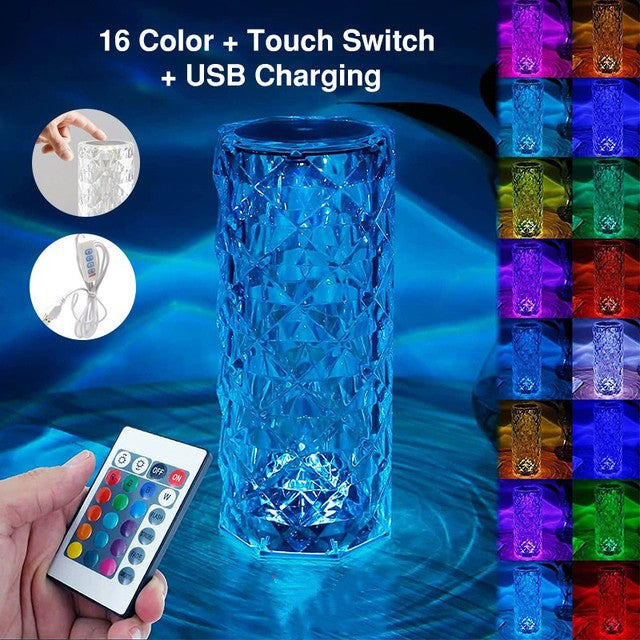 Crystal Rose Touch Lamp with 16 Colors and Remote, photo 4