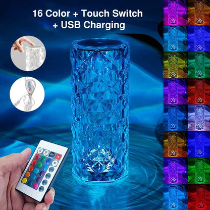 Crystal Rose Touch Lamp with 16 Colors and Remote, photo 4