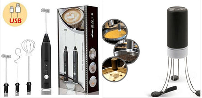 Rechargeable Handheld Milk Frother with 3 Whisk Heads and 3 Speeds, photo 4