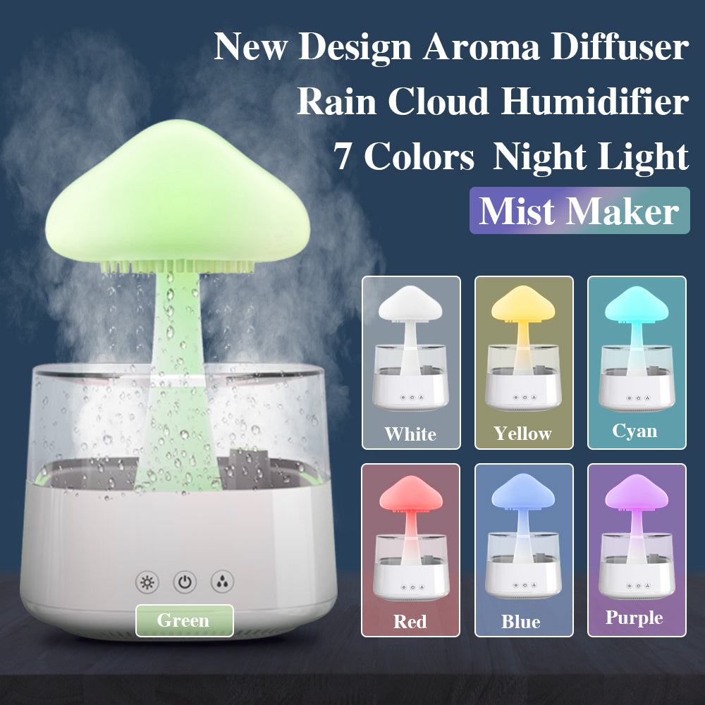 Rain Cloud Humidifier and Essential Oil Diffuser with Mushroom Night Light, photo 2