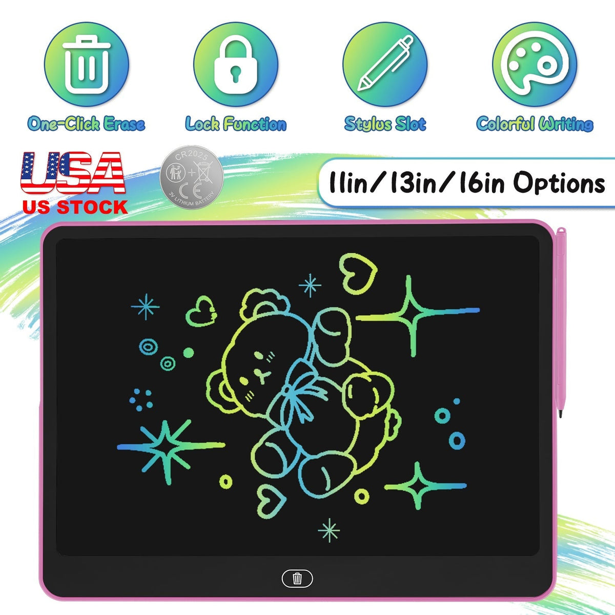 [TEST AM Jarvis extension] LCD Writing Tablet for Kids with Stylus & Lock Function
